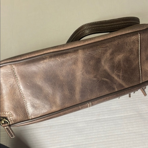 Vintage Brown Leather Shoulder Bag with Stud Accents - Picture 12 of 12